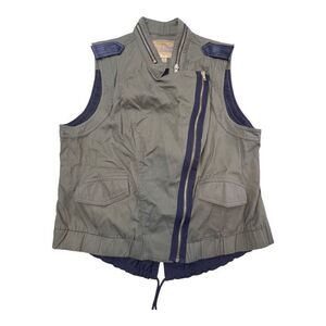 Princess Vera Wang Women's Asymmetrical Zip-Up Utility Vest Army Green Medium